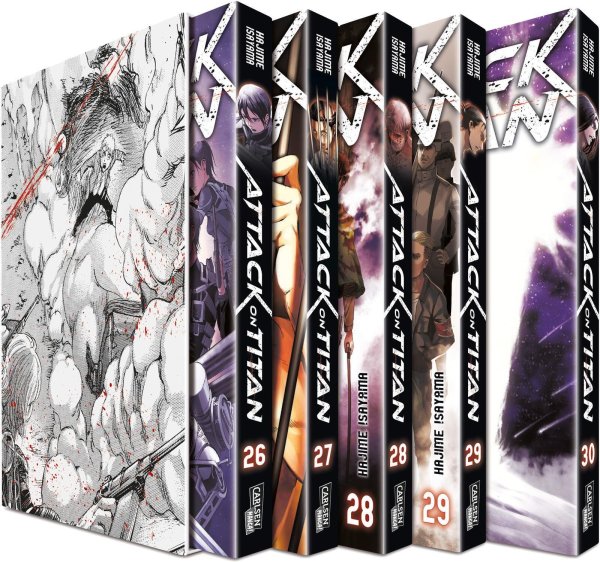 Buchcover: Attack on Titan, Bände 26-30 im Sammelschuber mit Extra