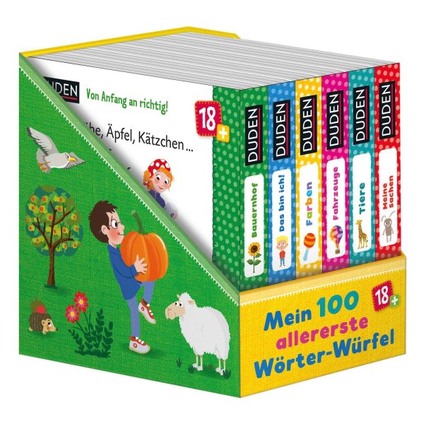 Buchcover: Duden 18+: 100 allererste Wörter-Würfel Buchcover: Duden 18+: 100 allererste Wörter-Würfel