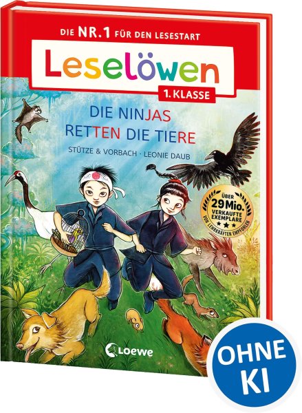 Buchcover: Leselöwen 1. Klasse - Die Ninjas retten die Tiere (Großbuchstabenausgabe)