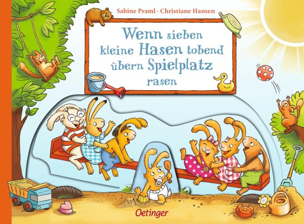 Buchcover: Wenn sieben kleine Hasen tobend übern Spielplatz rasen