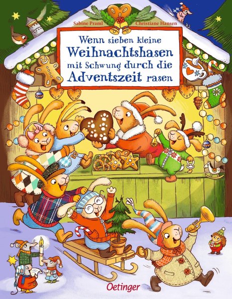 Buchcover: Wenn sieben kleine Weihnachtshasen mit Schwung durch die Adventszeit rasen