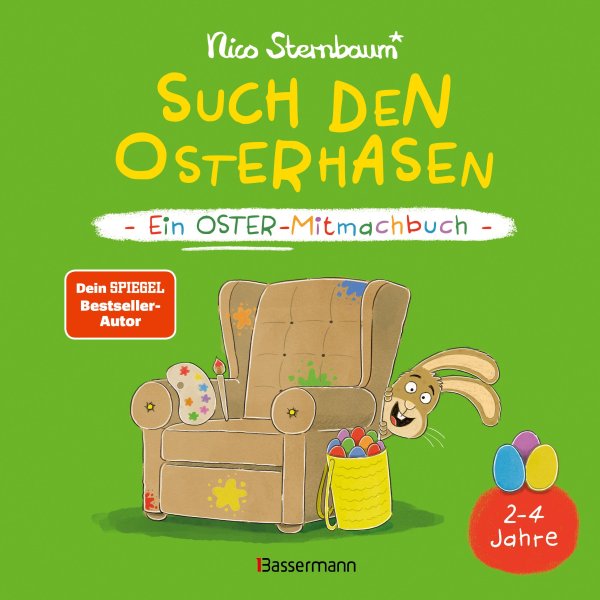 Buchcover: Such den Osterhasen. Ein Oster-Mitmachbuch. Zum Schütteln, Schaukeln, Pusten, Klopfen und sehen, was dann passiert. Von 2 bis 4 Jahren