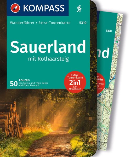 Buchcover: KOMPASS Wanderführer Sauerland mit Rothaarsteig, 50 Touren mit Extra-Tourenkarte