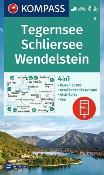 Buchcover: KOMPASS Wanderkarte 8 Tegernsee, Schliersee, Wendelstein 1:50.000 Buchcover: KOMPASS Wanderkarte 8 Tegernsee, Schliersee, Wendelstein 1:50.000