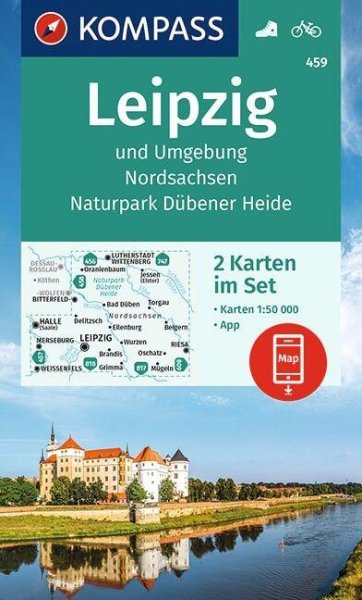 Buchcover: KOMPASS Wanderkarten-Set 459 Leipzig und Umgebung, Nordsachsen, Naturpark Dübener Heide (2 Karten) 1:50.000