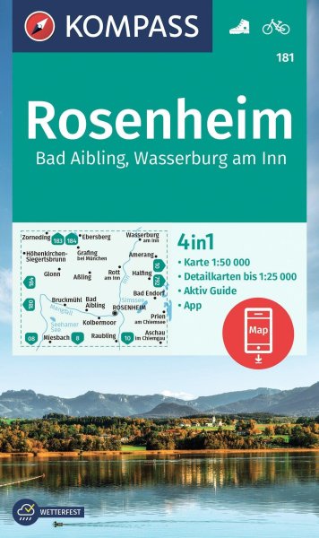 Buchcover: KOMPASS Wanderkarte 181 Rosenheim, Bad Aibling, Wasserburg am Inn 1:50.000 Buchcover: KOMPASS Wanderkarte 181 Rosenheim, Bad Aibling, Wasserburg am Inn 1:50.000