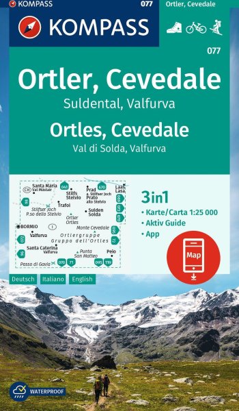 Buchcover: KOMPASS Wanderkarte 077 Ortler, Cevedale, Suldental, Valfurva / Ortles, Cevedale, Val di Solda, Valfura 1:25.000 Buchcover: KOMPASS Wanderkarte 077 Ortler, Cevedale, Suldental, Valfurva / Ortles, Cevedale, Val di Solda, Valfura 1:25.000