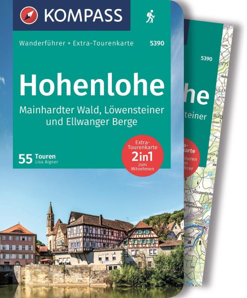 Buchcover: KOMPASS Wanderführer Hohenlohe, Mainhardter Wald, Löwensteiner und Ellwanger Berge, 55 Touren mit Extra-Tourenkarte