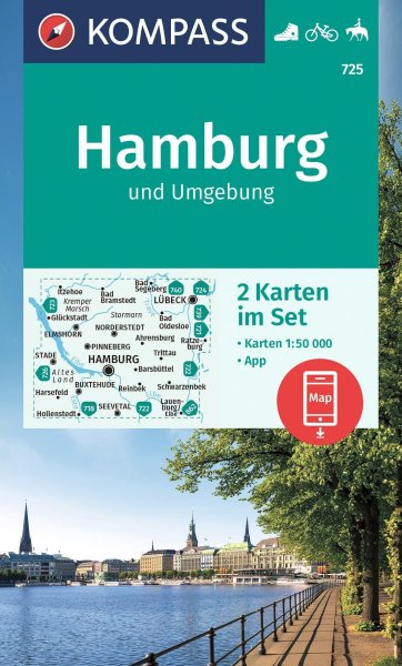 Buchcover: KOMPASS Wanderkarten-Set 725 Hamburg und Umgebung (2 Karten) 1:50.000