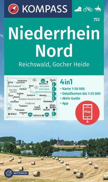 Buchcover: KOMPASS Wanderkarte 752 Niederrhein Nord, Reichswald 1:50.000 Buchcover: KOMPASS Wanderkarte 752 Niederrhein Nord, Reichswald 1:50.000