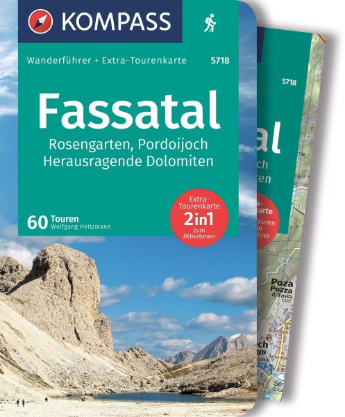 Buchcover: KOMPASS Wanderführer Fassatal, Rosengarten, 60 Touren mit Extra-Tourenkarte
