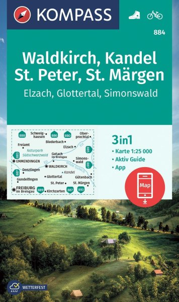 Buchcover: KOMPASS Wanderkarte 884 Waldkirch, Kandel, St.Peter, St. Märgen 1:25.000 Buchcover: KOMPASS Wanderkarte 884 Waldkirch, Kandel, St.Peter, St. Märgen 1:25.000