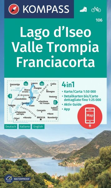 Buchcover: KOMPASS Wanderkarte 106 Lago dIseo, Valle Trompia, Franciacorta 1:50.000 Buchcover: KOMPASS Wanderkarte 106 Lago dIseo, Valle Trompia, Franciacorta 1:50.000
