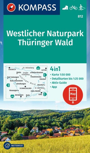 Buchcover: KOMPASS Wanderkarte 812 Westlicher Naturpark Thüringer Wald 1:50.000