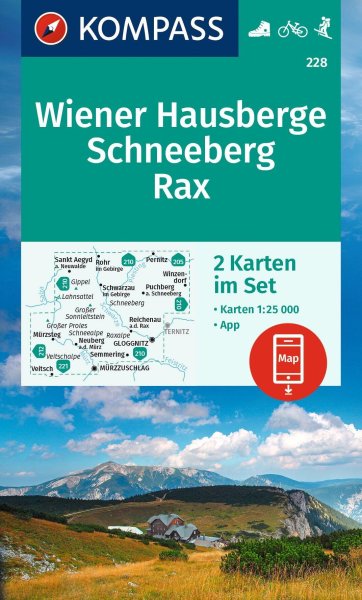 Buchcover: KOMPASS Wanderkarten-Set 228 Wiener Hausberge, Schneeberg, Rax (2 Karten) 1:25.000