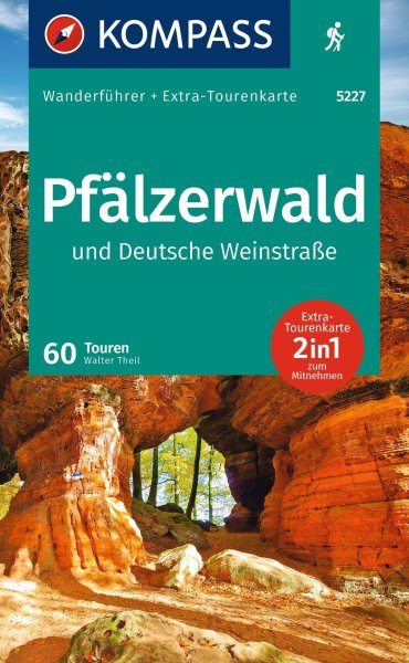 Buchcover: KOMPASS Wanderführer Pfälzerwald und Deutsche Weinstraße, 60 Touren mit Extra-Tourenkarte