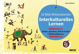 Buchcover: 32 Bild-Aktionskarten Interkulturelles Lernen. Leben, glauben, feiern in den 5 Weltreligionen