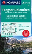 Buchcover: KOMPASS Wanderkarte 145 Pragser Dolomiten, Naturpark Fanes-Sennes-Prags, Dolomiti di Braies, Parco Naturale Fanes-Senes-Braies 1:25.000